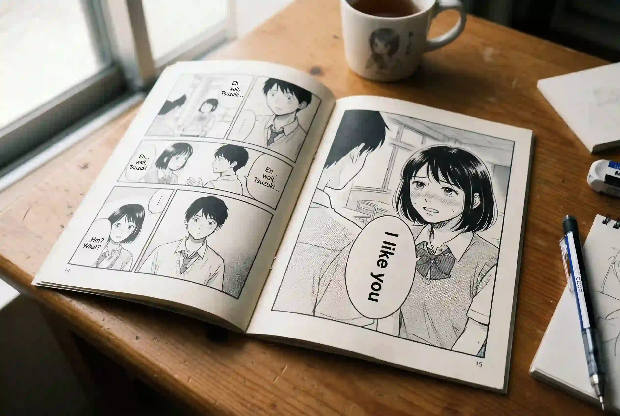 Before and after doujin translation with our AI image translator.