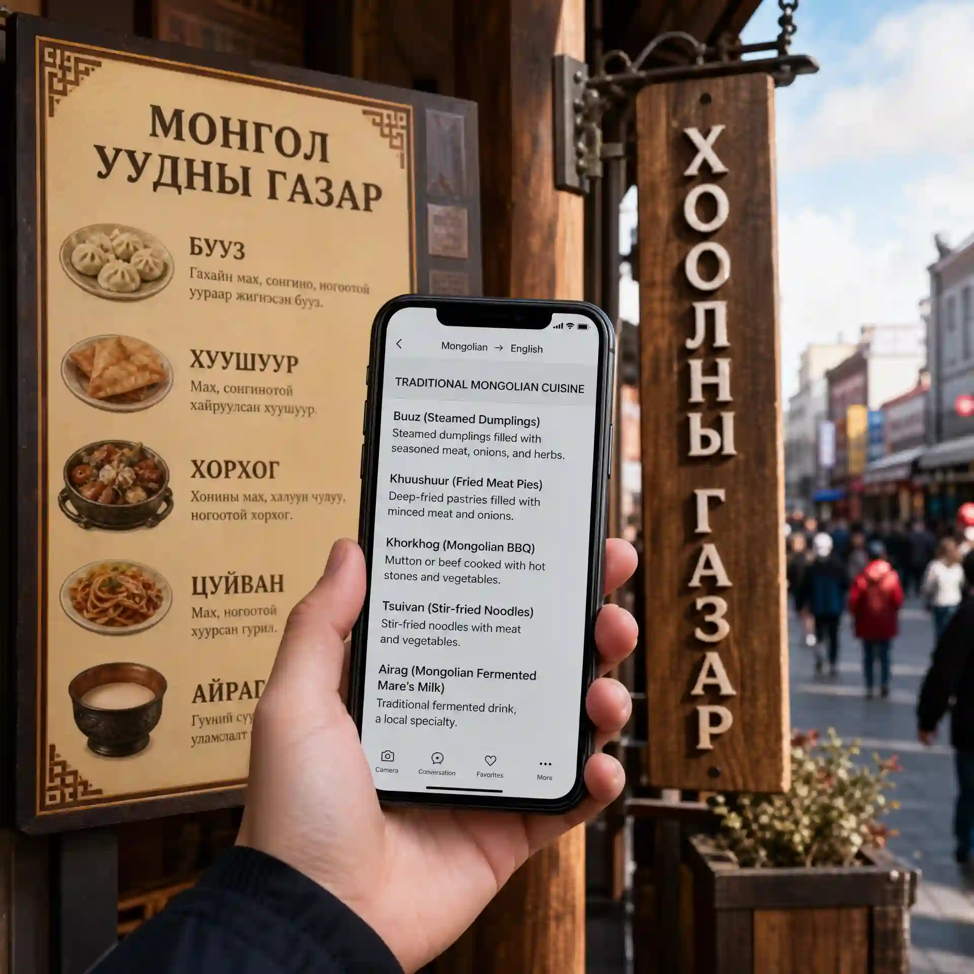 Google translate mongolian to english reads travel menus and street signs accurately