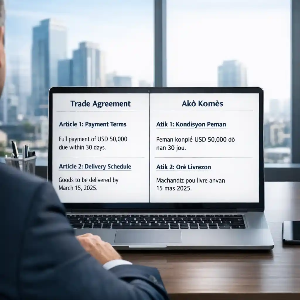 Expanding your business to Caribbean markets requires precise understanding. Our haitian creole translator app ensures seamless English to Haitian Creole translation, helping your corporate teams negotiate vital international trade agreements confidently.