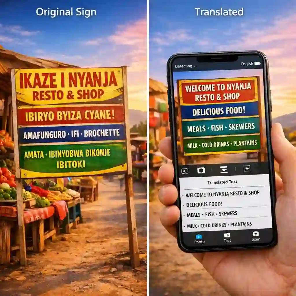 Navigate your African travels effortlessly utilizing our premium kinyarwanda to english translator app, perfectly designed to handle foreign street signs, menus, and local directions to improve your tourist experience.