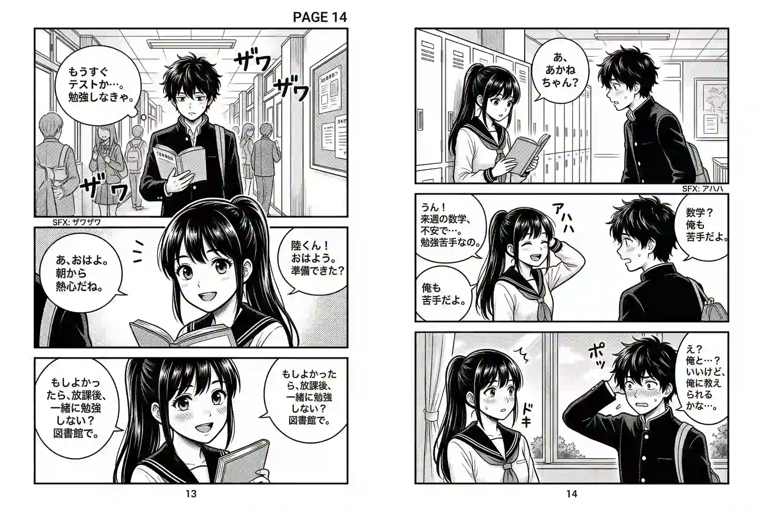 Before and after manga translation example showing original comic text replaced with translated dialogue while preserving the artwork and panel layout.