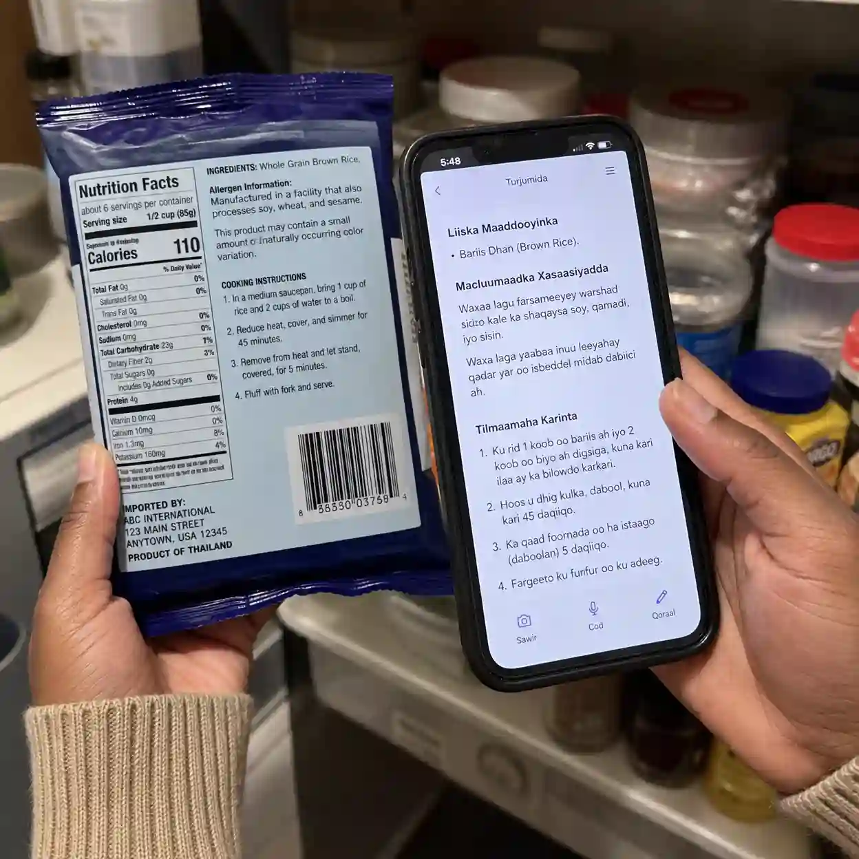 translate english to somali image ecommerce preview for product labels ingredients and shopping details