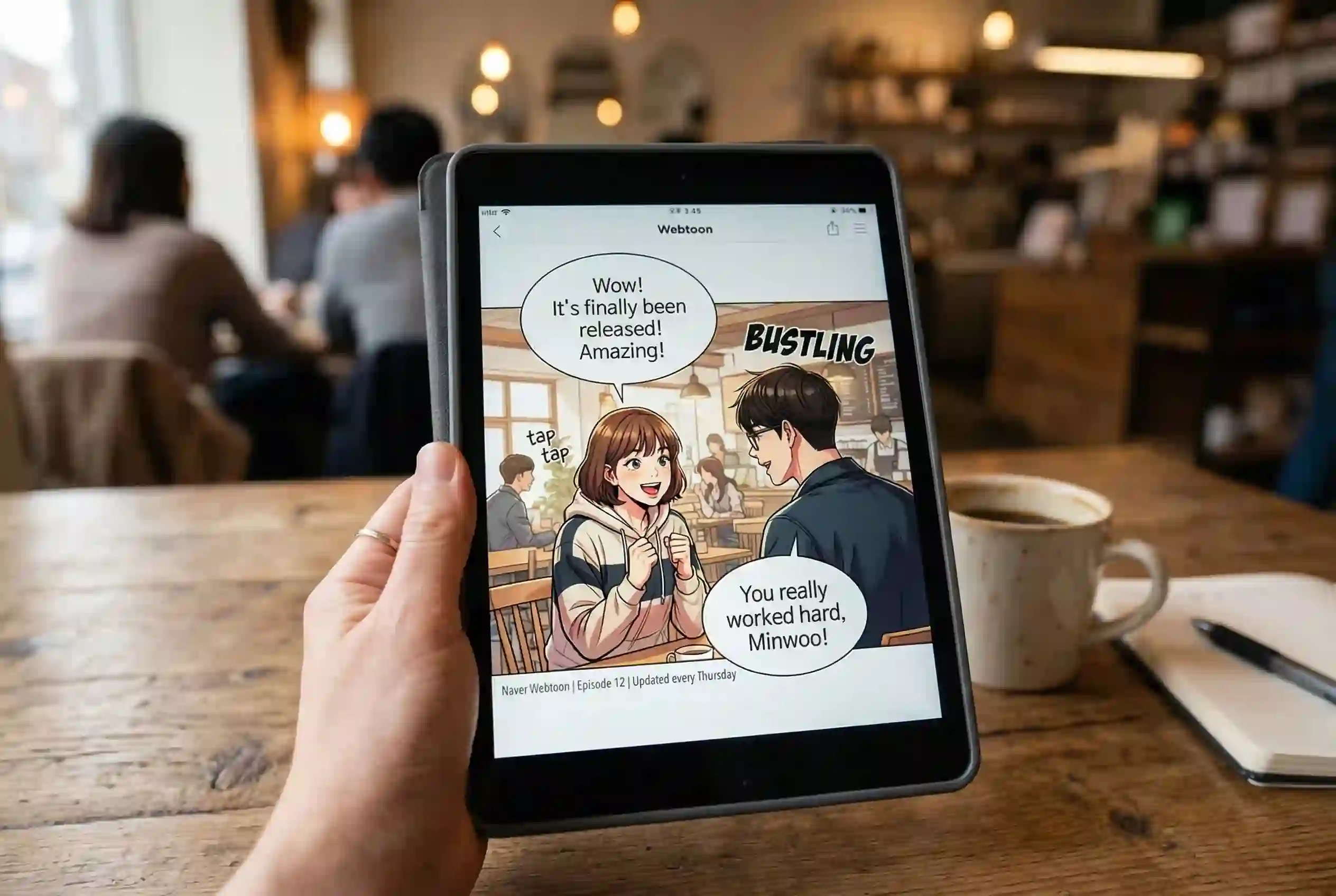 Before and after webtoon translation with our AI image translator.