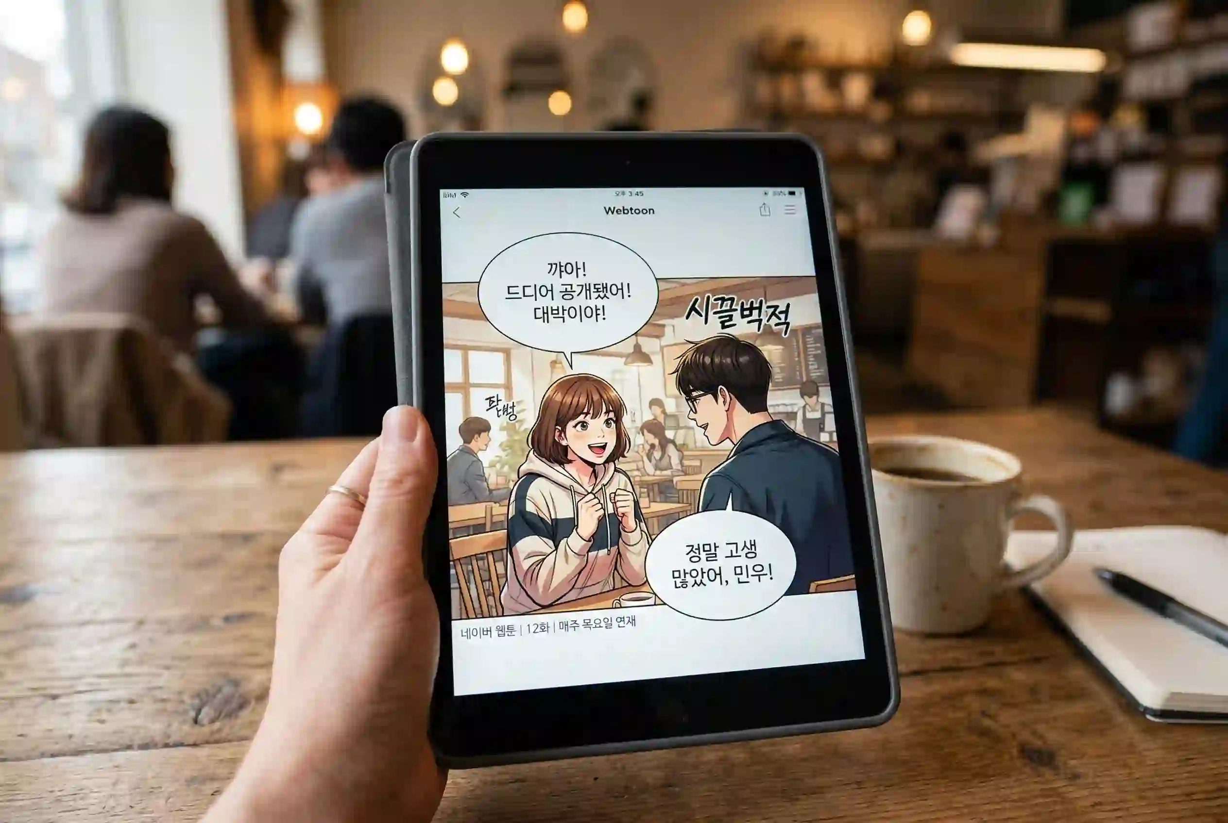 Before and after webtoon translation with our AI image translator.